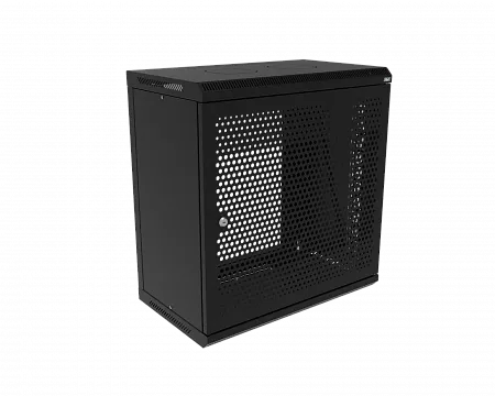 Шкаф телекоммуникационный настенный разборный МИКсистем 19" Basis 12U 600x350  дверь перфорация черный