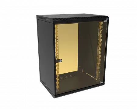Шкаф телекоммуникационный настенный разборный МИКсистем 19" Lite 15U 600x450  дверь стекло черный