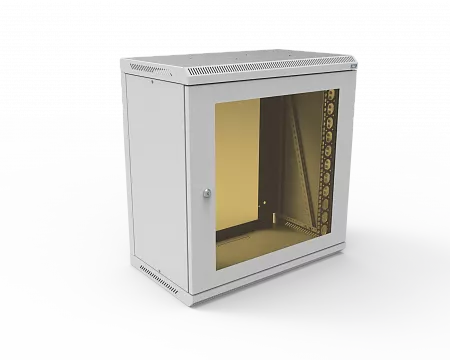 Шкаф телекоммуникационный настенный разборный МИКсистем 19" Basis 12U 600x350 дверь стекло серый