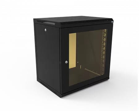 Шкаф телекоммуникационный настенный разборный МИКсистем 19" Keys 12U 600x450  дверь стекло черный