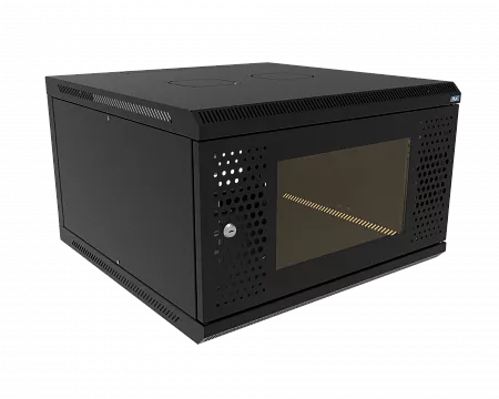 Шкаф телекоммуникационный настенный разборный МИКсистем 19" Basis 6U 600x600  дверь перфорация+стекло черный