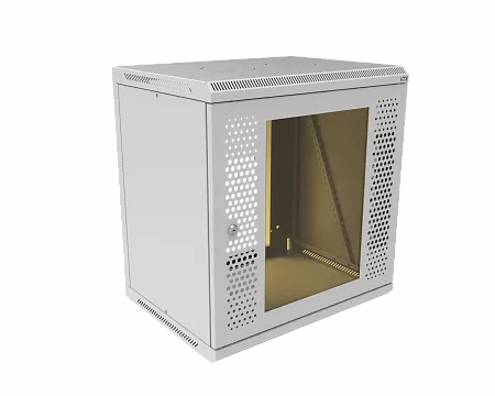 Шкаф телекоммуникационный настенный разборный МИКсистем 19" Basis 12U 600x450  дверь перфорация+стекло серый