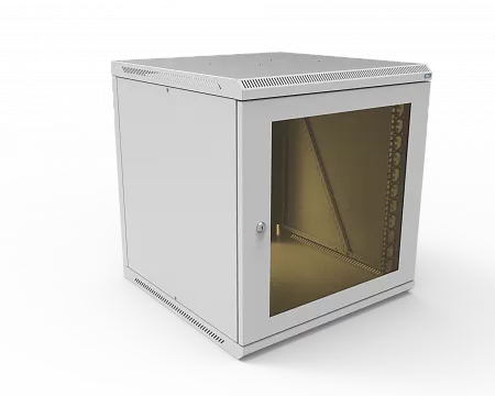 Шкаф телекоммуникационный настенный разборный МИКсистем 19" Basis 12U 600x600  дверь стекло серый
