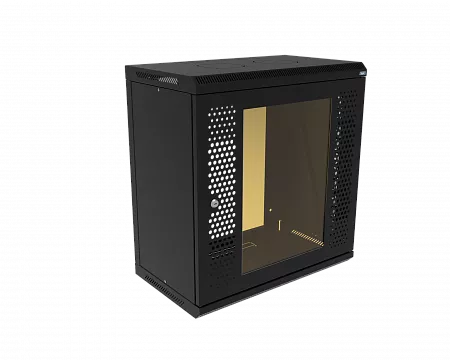 Шкаф телекоммуникационный настенный разборный МИКсистем 19" Basis 12U 600x350  дверь перфорация+стекло черный