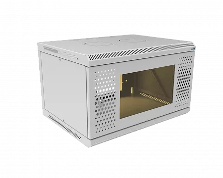 Шкаф телекоммуникационный настенный разборный МИКсистем 19" Basis 6U 600x450  дверь перфорация+стекло серый