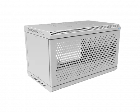 Шкаф телекоммуникационный настенный разборный МИКсистем 19" Basis 6U 600x350  дверь перфорация серый