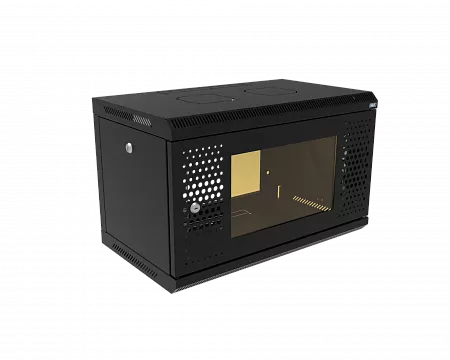 Шкаф телекоммуникационный настенный разборный МИКсистем 19" Keys 6U 600x350  дверь перфорация+стекло черный