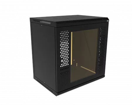 Шкаф телекоммуникационный настенный разборный МИКсистем 19" Basis 12U 600x450  дверь перфорация+стекло черный