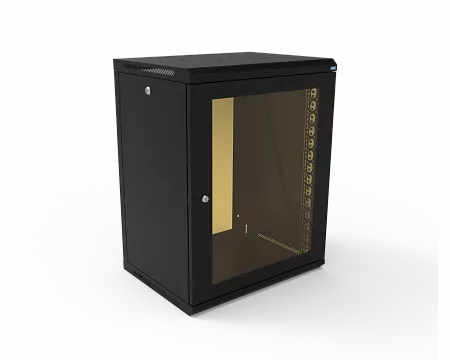 Шкаф телекоммуникационный настенный разборный МИКсистем 19" Keys 15U 600x450  дверь стекло черный