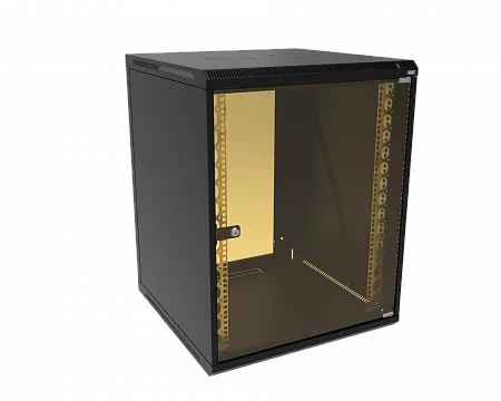 Шкаф телекоммуникационный настенный разборный МИКсистем 19" Lite 15U 600x600  дверь стекло черный