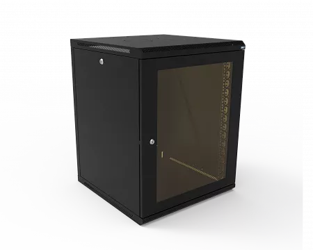 Шкаф телекоммуникационный настенный разборный МИКсистем 19" Keys 15U 600x600 дверь стекло черный