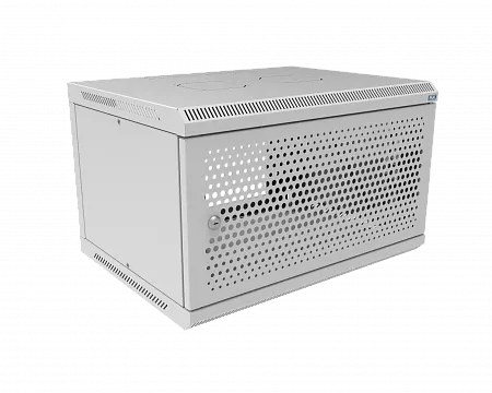 Шкаф телекоммуникационный настенный разборный МИКсистем 19" Basis 6U 600x450  дверь перфорация серый