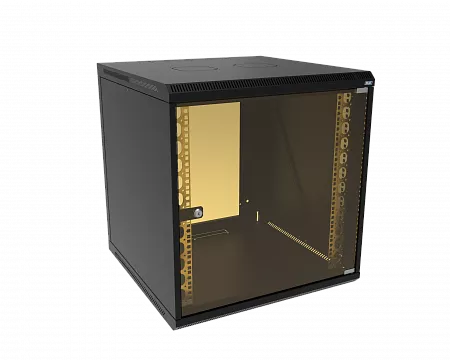 Шкаф телекоммуникационный настенный разборный МИКсистем 19" Lite 12U 600x600  дверь стекло черный