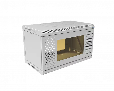 Шкаф телекоммуникационный настенный разборный МИКсистем 19" Basis 6U 600x350  дверь перфорация+стекло серый
