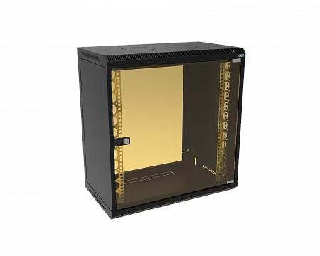 Шкаф телекоммуникационный настенный разборный МИКсистем 19" Lite 12U 600x350  дверь стекло черный