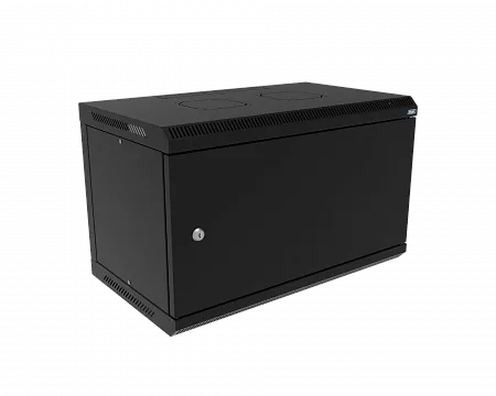 Шкаф телекоммуникационный настенный разборный МИКсистем 19" Basis 6U 600x350  дверь металл черный