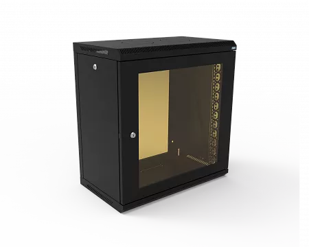Шкаф телекоммуникационный настенный разборный МИКсистем 19" Keys 12U 600x350  дверь стекло черный