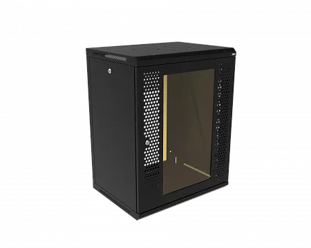 Шкаф телекоммуникационный настенный разборный МИКсистем 19" Keys 15U 600x450 дверь перфорация+стекло черный