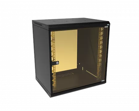 Шкаф телекоммуникационный настенный разборный МИКсистем 19" Lite 12U 600x450  дверь стекло черный