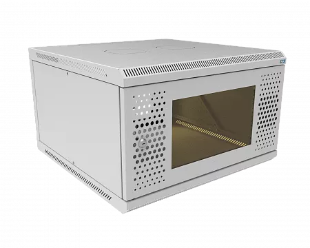 Шкаф телекоммуникационный настенный разборный МИКсистем 19" Basis 6U 600x600  дверь перфорация+стекло серый