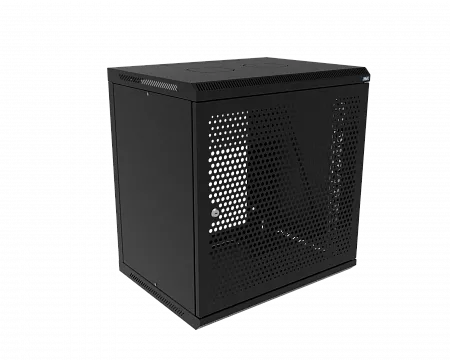 Шкаф телекоммуникационный настенный разборный МИКсистем 19" Basis 12U 600x450  дверь перфорация черный