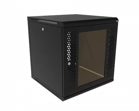 Шкаф телекоммуникационный настенный разборный МИКсистем 19" Keys 12U 600x600 дверь перфорация+стекло черный