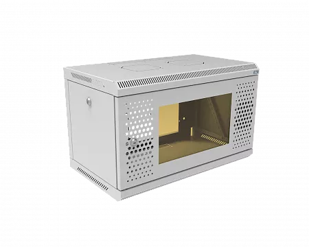 Шкаф телекоммуникационный настенный разборный МИКсистем 19" Keys 6U 600x350  дверь перфорация+стекло серый