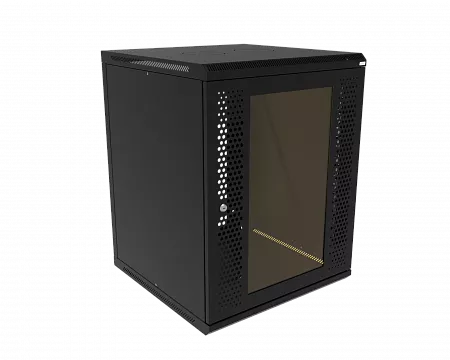 Шкаф телекоммуникационный настенный разборный МИКсистем 19" Basis 15U 600x600  дверь перфорация+стекло черный