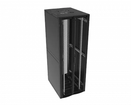 Шкаф телекоммуникационный напольный МИКсистем серия ECO+ 19" 42U 800*1200 дверь перфорация 2 створки/перфорация 2 створки черный